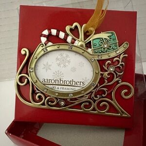 Aaron Brothers Red and Green Holiday Sleigh Ornament